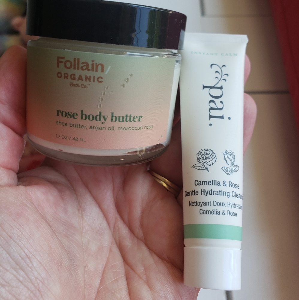 Follain organic Rose Body Butter and Pai cleanser